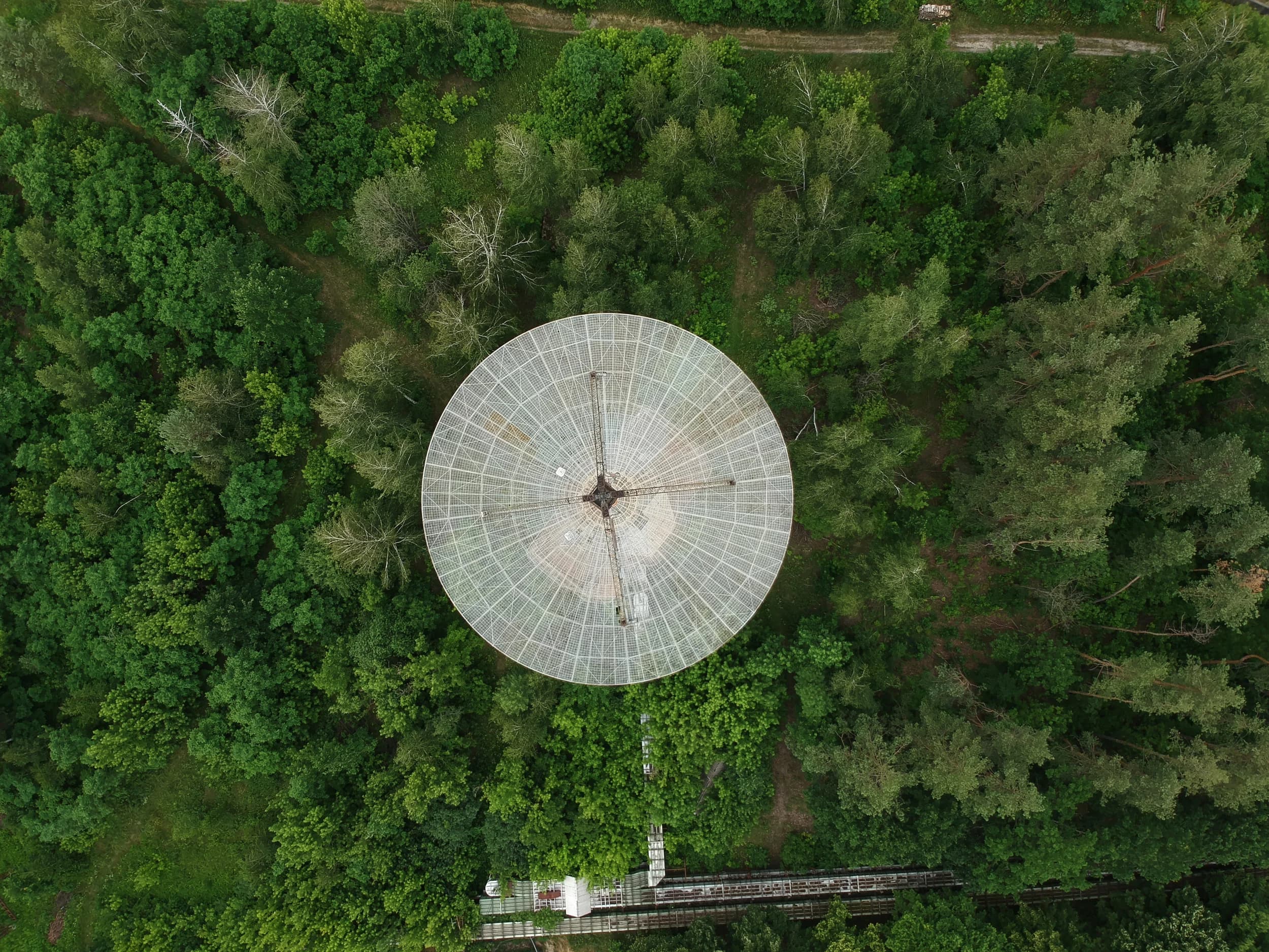 Big Radio Telescope In The Forest Aerial Photo 2026 03 24 03 51 18 Utc